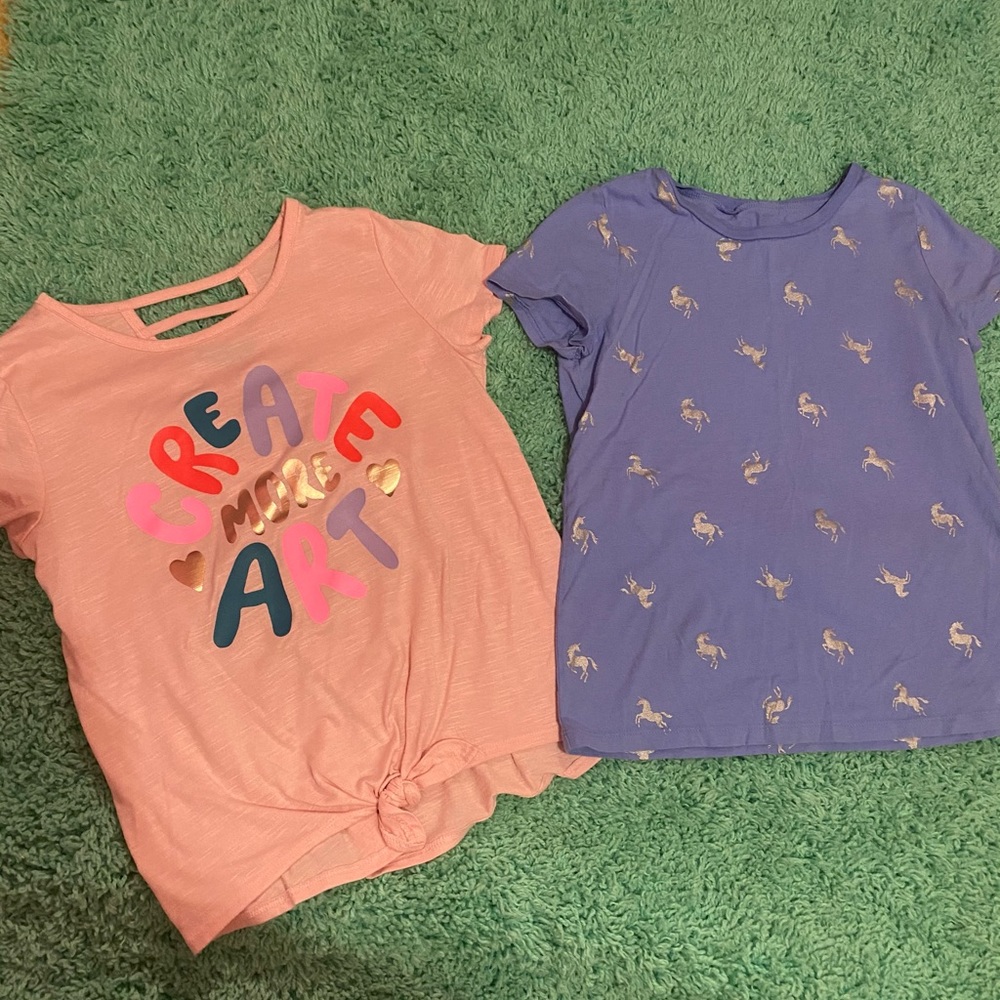 2 girls shirts. Oshkosh unicorn tee. SO art tee